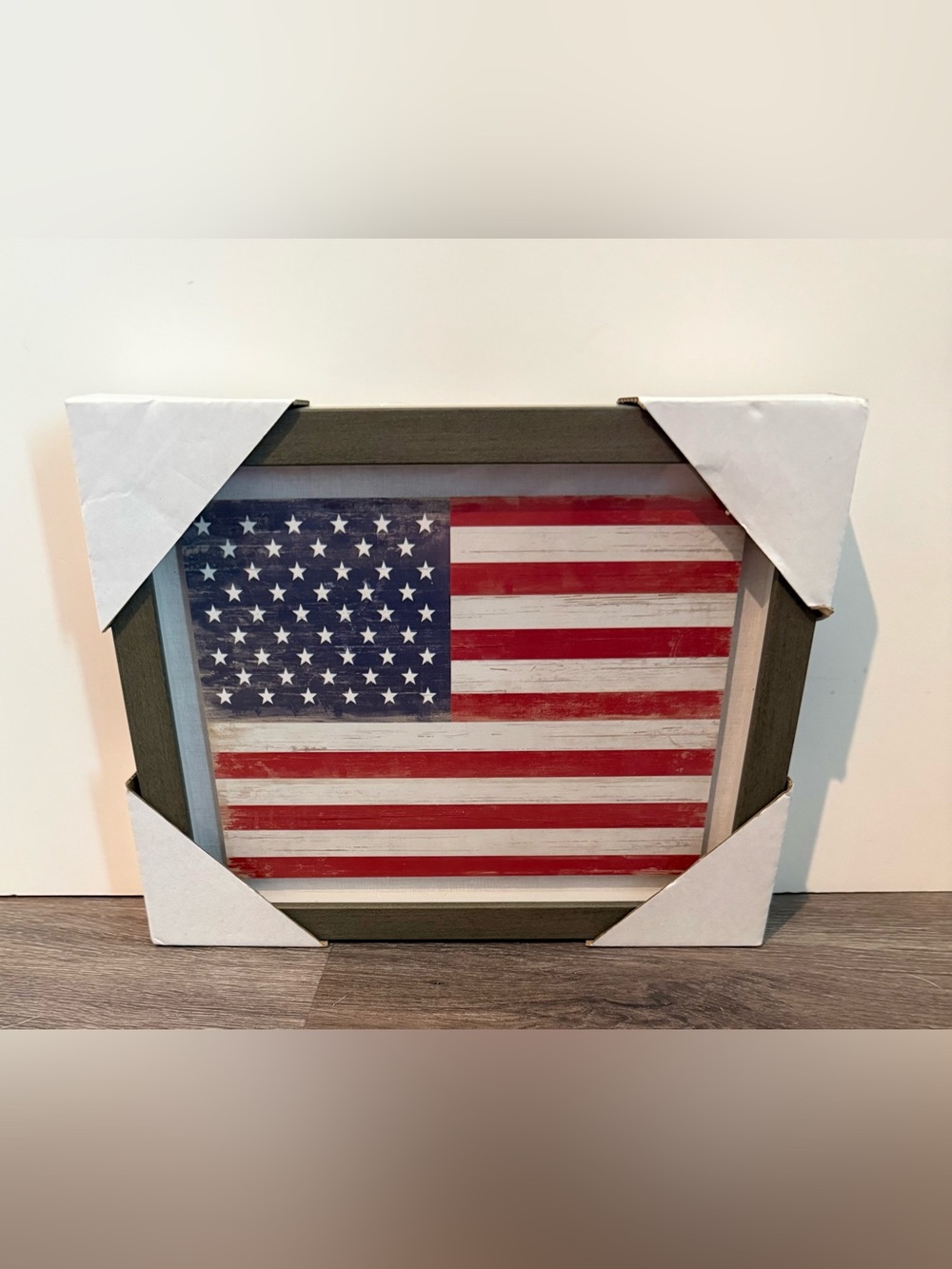 Framed Rustic American Flag Wall Art- NWT